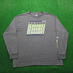 Seattle Seahawks Tshirt Mens 2XL Gray Long Sleeve Graphic Tee NFL Football